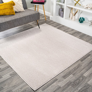 Haze Solid Low-pile Area Rug Ivory